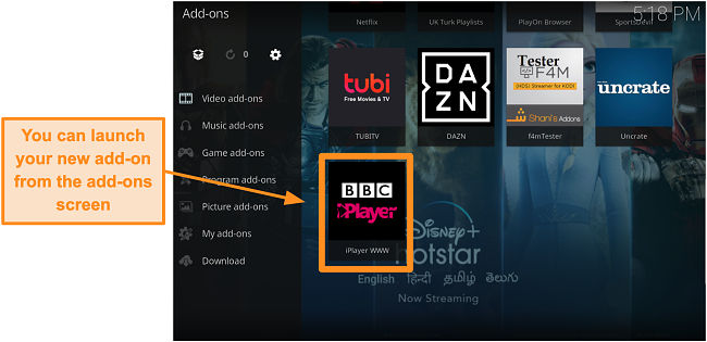 screenshot-of-how-to-install-official-kodi-addon-step-eleven-launch-new-addon-from-homepage