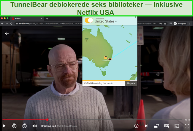 Skærmbillede af Tunnelbear-streaming Breaking Bad på Netflix USA