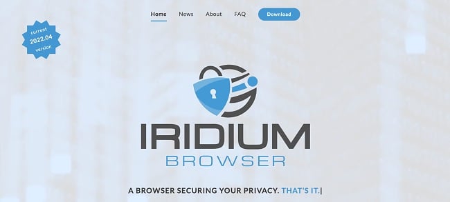 Captura de pantalla de la página de descarga de Iridium