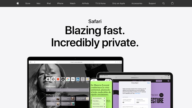 Screenshot of Safari download page