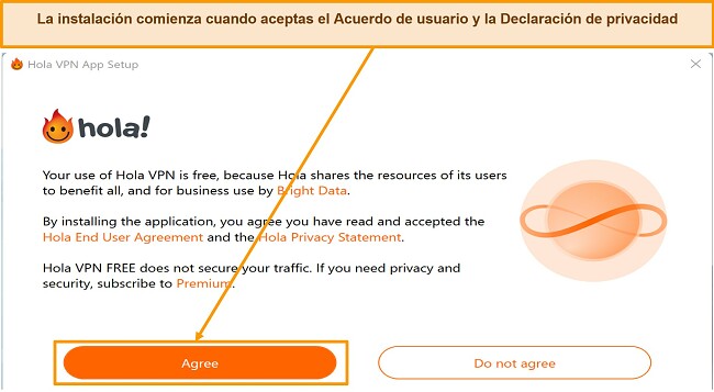 Captura de pantalla de la sección de descarga de aplicaciones del sitio web de Hola VPN
