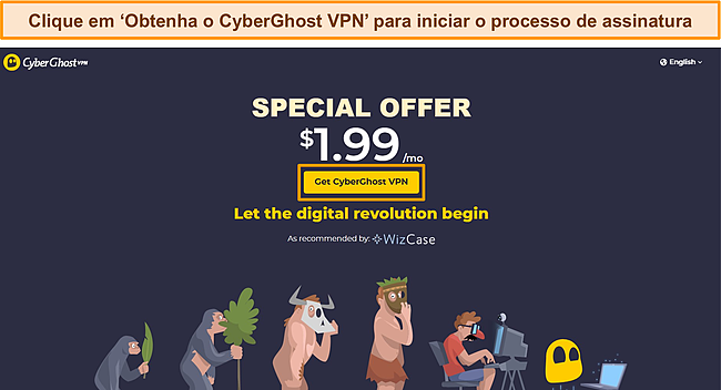 Captura de tela da página de negociação do WizCase da CyberGhost com.