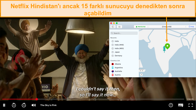 NordVPN ile Netflix Hindistan izleme ekran görüntüsü