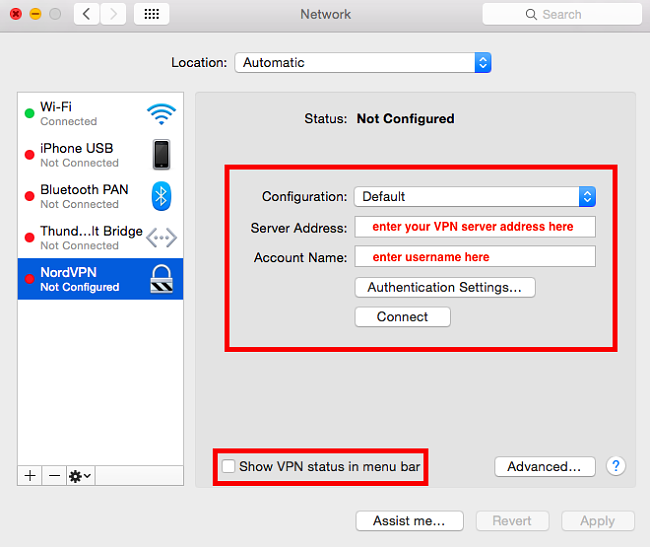 Mac configure seu vpn