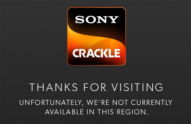 Sony Crackle geoblock message