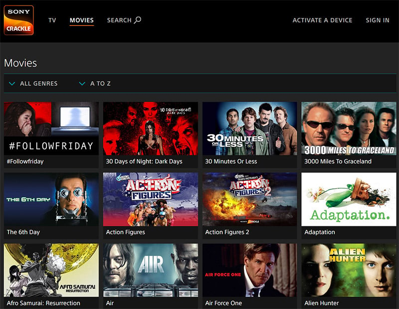 Sony Crackle free movies online