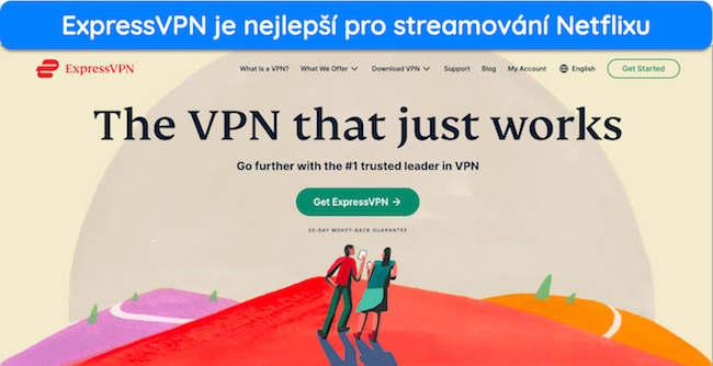 Snímek obrazovky domovské stránky ExpressVPN
