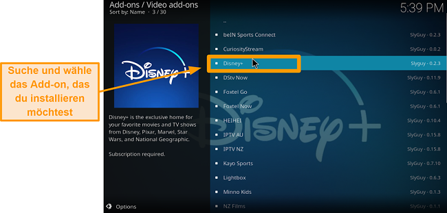 Screenshot So installieren Sie das Kodi-Addon eines Drittanbieters Schritt 21 Finden Sie das gewünschte Addon