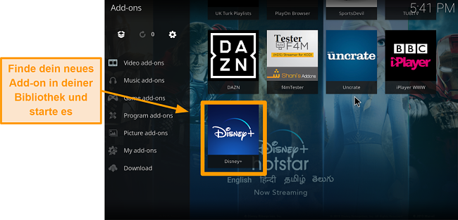 Screenshot So installieren Sie das Kodi-Addon eines Drittanbieters Schritt 9 Doppelklicken Sie auf das Namensfeld, um das Addon in der Bibliothek zu finden