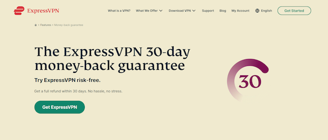 ExpressVPN 30-dnevno jamstvo povrata novca