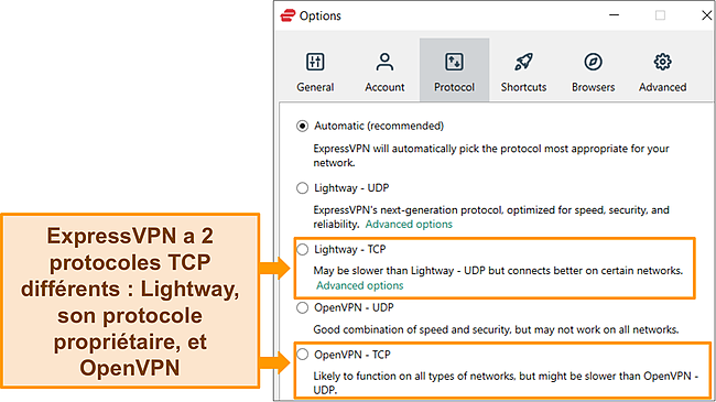 Capture d'écran d'ExpressVPN.