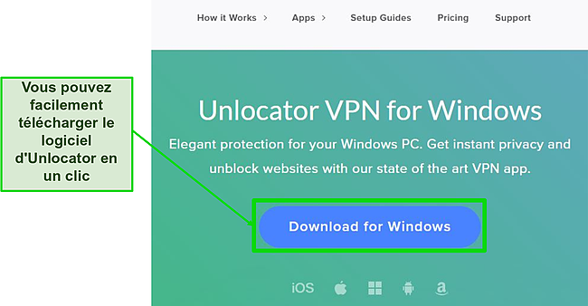 Capture d'écran montrant la page de téléchargement d'Unlocater.