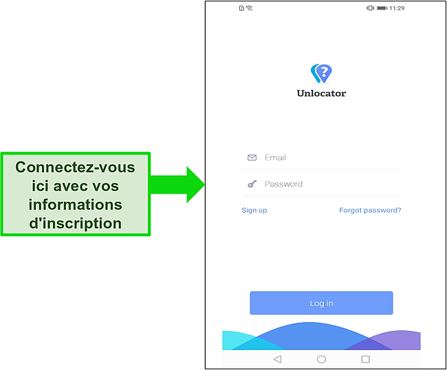 Capture d'écran montrant la page de connexion client d'Unlocater.