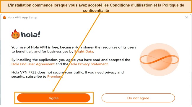 Capture d'écran de la section de téléchargement d'applications du site Hola VPN