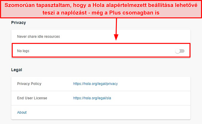 Pillanatkép a Hola VPN naplók nélküli beállításáról