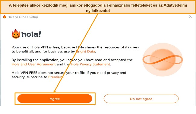 Képernyőkép a Hola VPN webhely alkalmazásletöltési szakaszáról