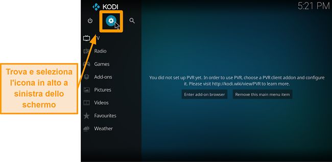 screenshot come installare l'addon Kodi di terze parti passaggio 2 fare clic sull'icona della casella