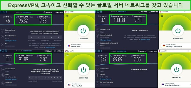 VPN-연결이 계속 끊기는 경우 해결 방법-ExpressVPN 속도 테스트 프랑스 미국 독일 호주