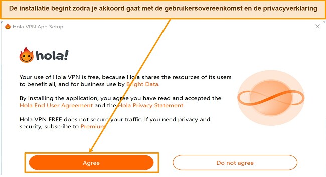 Screenshot van de downloadsectie van de Hola VPN-website