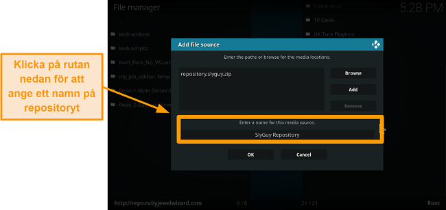 skärmdump hur man installerar tredje part kodi addon steg 9 typ namn på repo