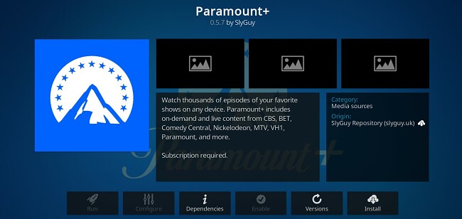 Các add-on Kodi tốt nhất để làm việc- Paramount Plus