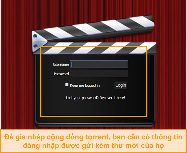 Ảnh chụp màn hình trang đăng nhập PassThePopcorn