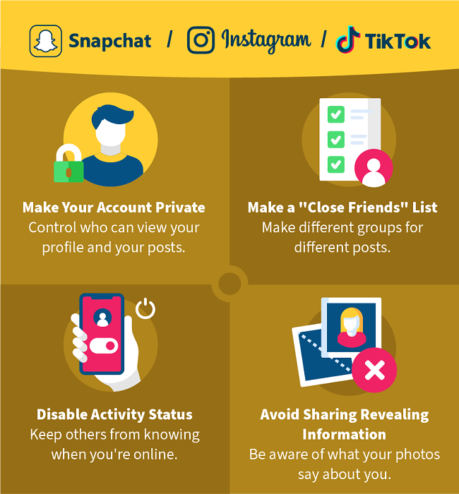 Snapchat, Instagram, and TikTok cyber safety