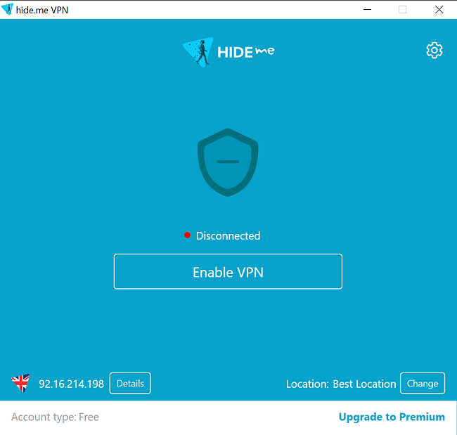 Screenshot of Hide.Me VPN app