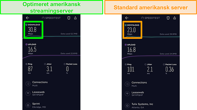 Skærmbillede af Ookla iOS-hastighedstest