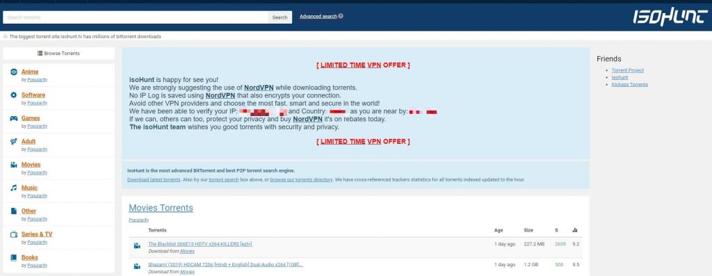 Isohunt top torrent site