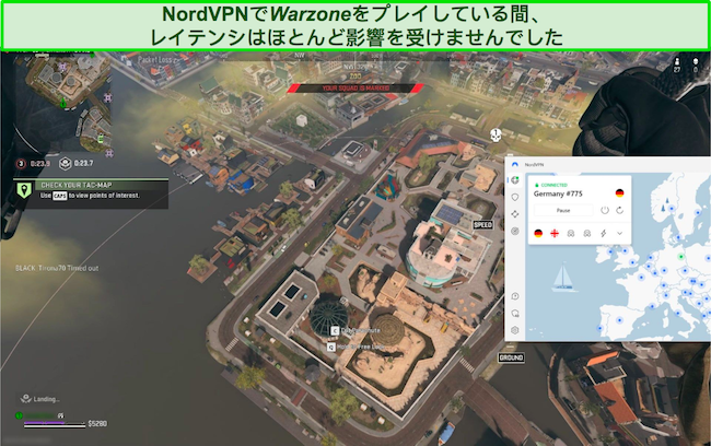 ドイツの NordVPN サーバーに接続中に Call of Duty: Warzone をプレイする