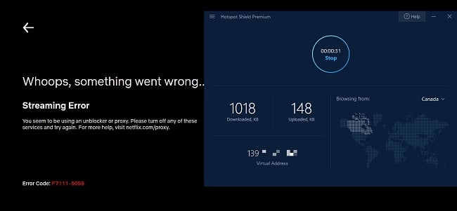 Netflix CA Hotspot shield proxy error