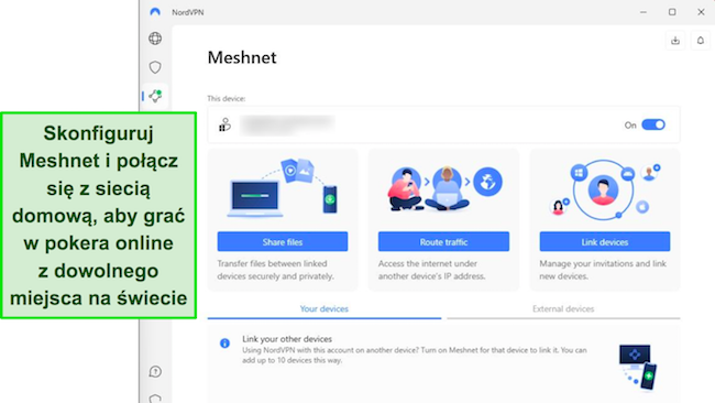 Obraz funkcji Meshnet NordVPN w aplikacji dla systemu Windows