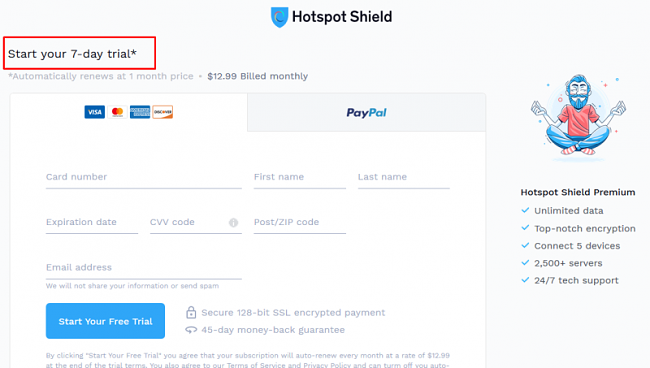 Kostenlose Testversion von Hotspot Shield