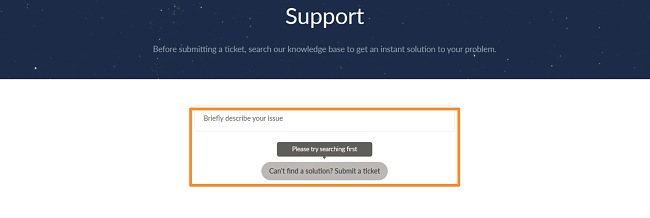 Screenshot showing Windscribe support ticket description.