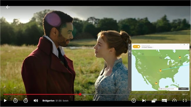 Skærmbillede af TunnelBear, der fjerner blokeringen af Netflix