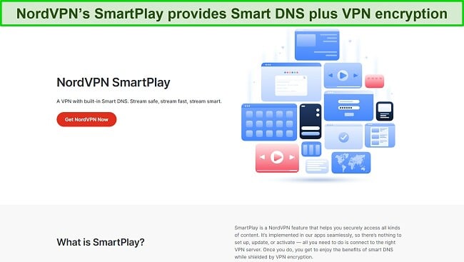 Image from NordVPN's website advertising and describing the SmartPlay feature.