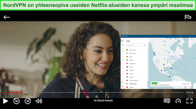 Näyttökaappaus Shellfire VPN:stä, joka poistaa Netflixin eston