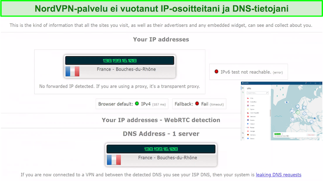 NordVPN tarjoaa luotettavan vuotosuojauksen