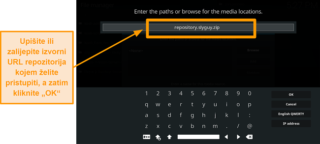 snimka zaslona kako instalirati kodi addon korak 8 vrsta izvora url