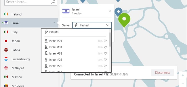 NordVPN choose by US city