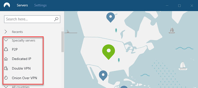 Speciální servery NordVPN
