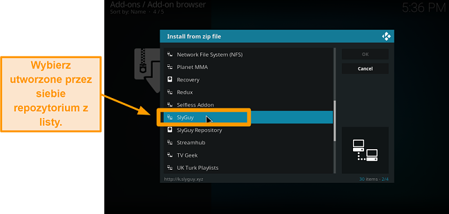 zrzut ekranu jak zainstalować dodatek do kodi innej firmy krok 15 wybierz repozytorium