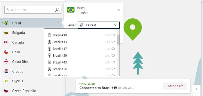 imagem dos servidores NordVPN no Brasil