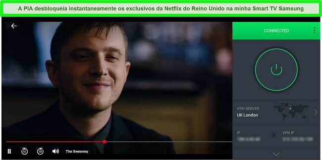 Captura de tela do streaming de The Sweeney no Netflix UK enquanto PIA está conectado a um servidor em Londres