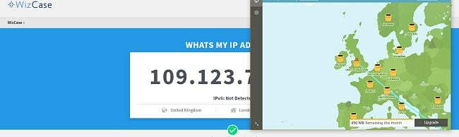 captura de tela do endereço IP VPN TunnelBear