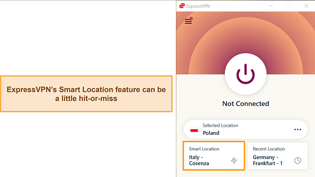 Screenshot showing ExpressVPNs Smart Location feature