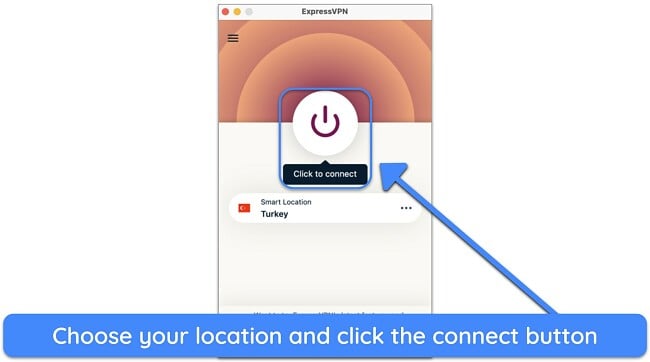 Screenshot showing how to connect to ExpressVPN on macOS