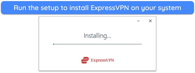 Screenshot showing ExpressVPN's installation in progress