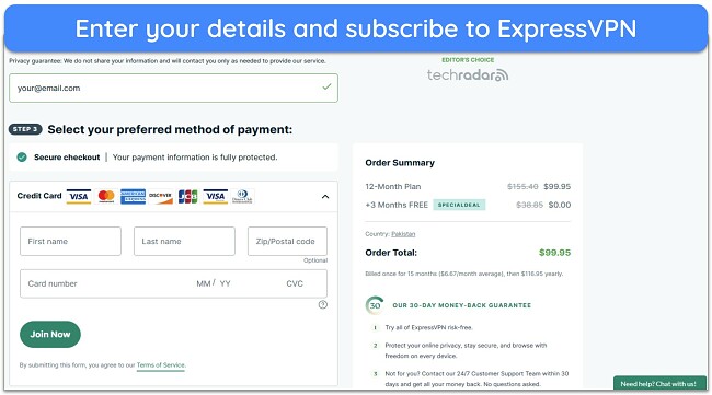 Screenshot showing how to get an ExpressVPN subscription
